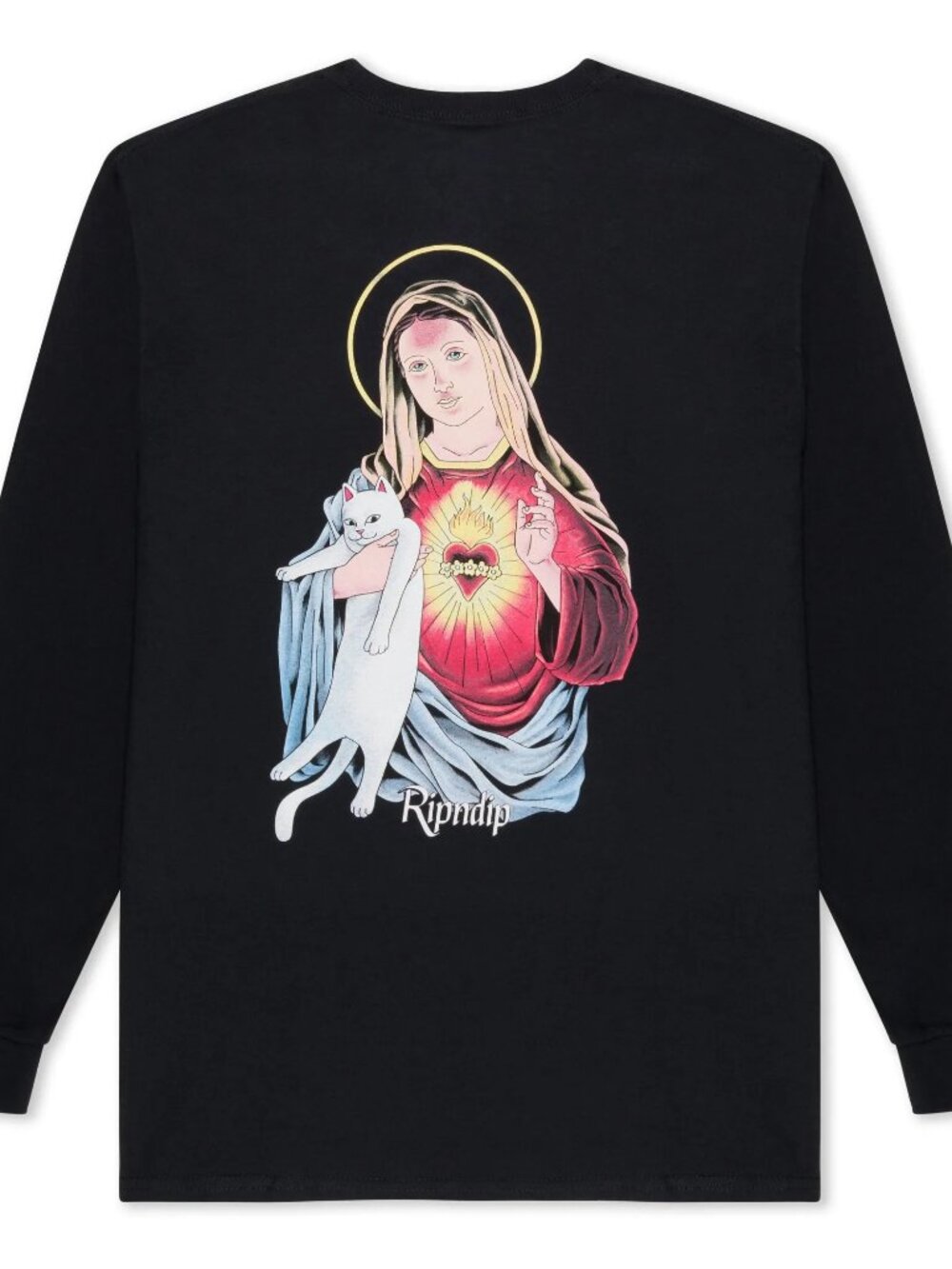 RipNDip Mother Mary crew neck long sleeve tee in black